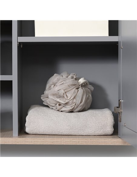 kleankin Bathroom Wall Mirror Cabinet, Cupboard with Door, Storage Cabinet with Adjustable Shelf for Corridors Living Rooms, Gre - pic 28858 | FastDaddyshop
