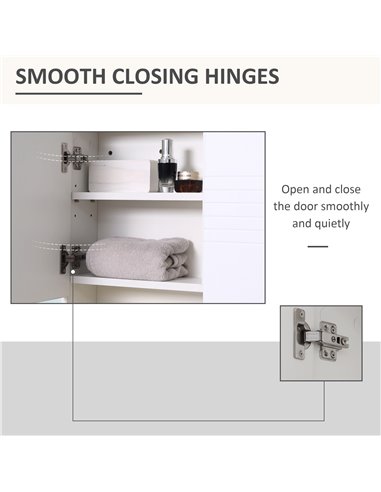 kleankin Bathroom Mirror Cabinet, Wall Mount Storage Cabinet with Double Door, Adjustable Shelf, 54cm x 15cm x 55cm, White
