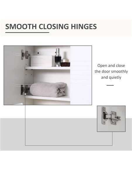 kleankin Bathroom Mirror Cabinet, Wall Mount Storage Cabinet with Double Door, Adjustable Shelf, 54cm x 15cm x 55cm, White - pic 28865 | FastDaddyshop