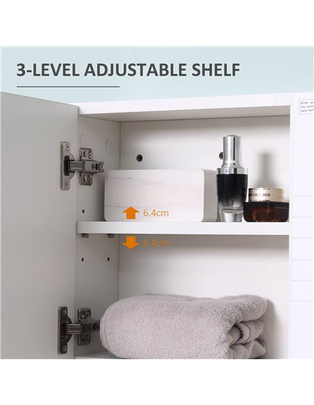 kleankin Bathroom Mirror Cabinet, Wall Mount Storage Cabinet with Double Door, Adjustable Shelf, 54cm x 15cm x 55cm, White - pic 28866 | FastDaddyshop