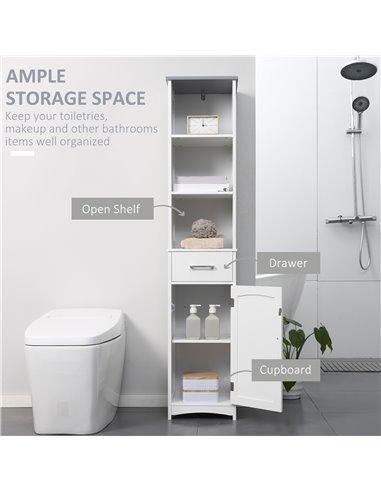 Kleankin Tall Bathroom Storage Cabinet, White-Grey 834-364LG