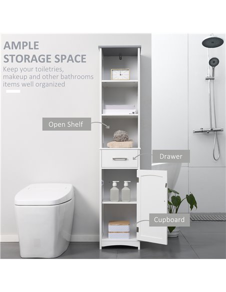 Kleankin Tall Bathroom Storage Cabinet, White-Grey 834-364LG - pic 28872 | FastDaddyshop