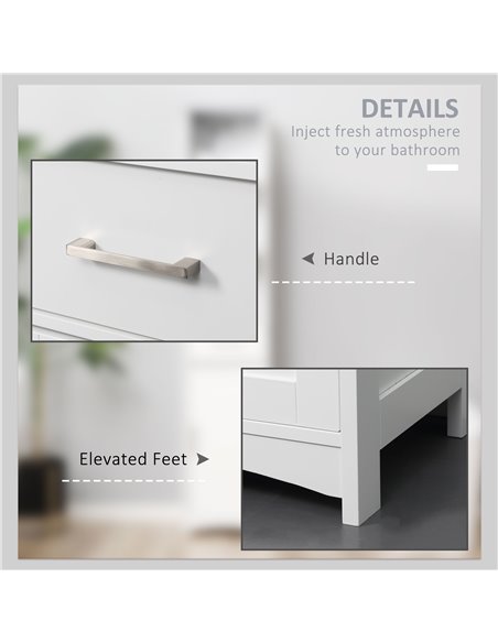 Kleankin Tall Bathroom Storage Cabinet with 3 Tier Shelf, Drawer, Door, White-Grey - pic 28874 | FastDaddyshop