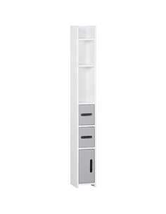Kleankin Modern Bathroom Storage Cabinet with Open Shelves and 3 Cupboards, Grey