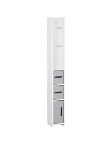 Kleankin Modern Bathroom Storage Cabinet with Open Shelves and 3 Cupboards, Grey - pic 28878 | FastDaddyshop