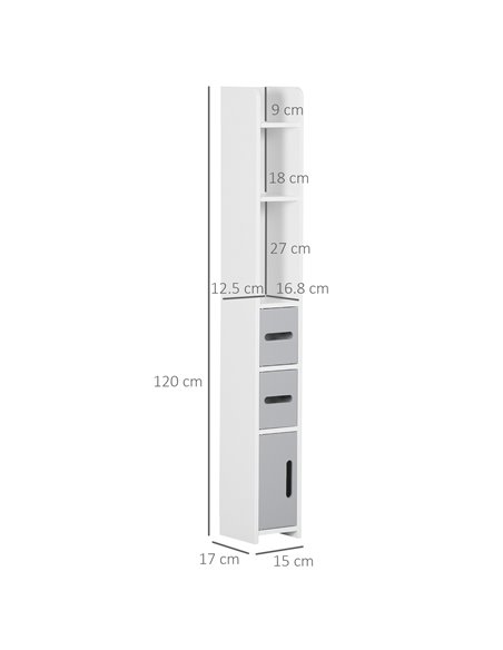 Kleankin Modern Bathroom Storage Cabinet with Open Shelves and 3 Cupboards, Grey - pic 28880 | FastDaddyshop