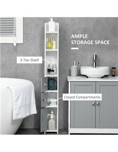 Kleankin Modern Bathroom Storage Cabinet with Open Shelves, Grey 834-457GY