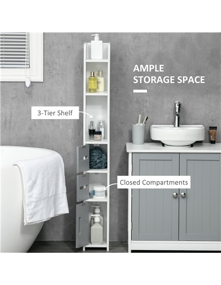 Kleankin Modern Bathroom Storage Cabinet with Open Shelves, Grey 834-457GY - pic 28881 | FastDaddyshop