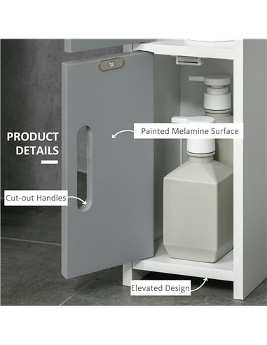 Kleankin Modern Bathroom Storage Cabinet with Open Shelves, Grey 834-457GY