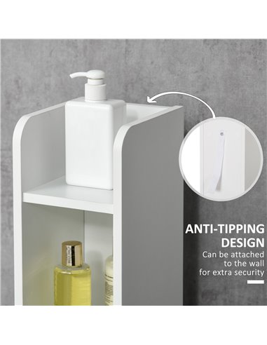 Kleankin Modern Bathroom Storage Cabinet with Open Shelves and 3 Cupboards, Grey