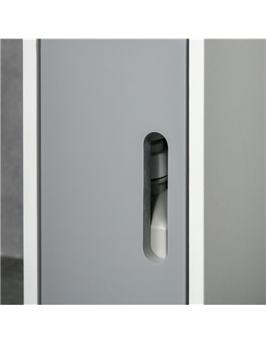 Kleankin Modern Bathroom Storage Cabinet with Open Shelves and 3 Cupboards, Grey