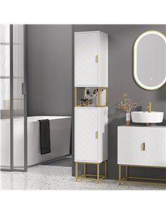 Kleankin Narrow Bathroom Storage Cabinet with Adjustable Shelf Steel Base, White 2