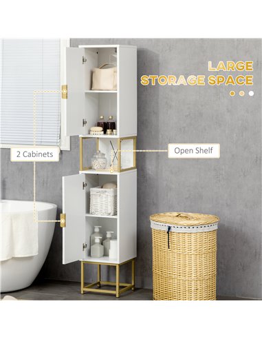 Kleankin Narrow Bathroom Storage Cabinet, White 834-536V80WT
