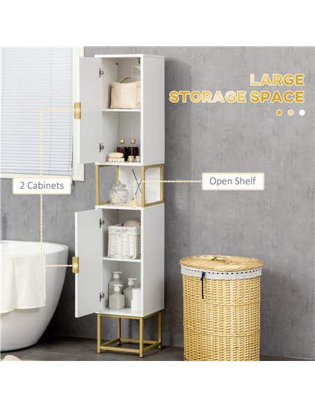 Kleankin Narrow Bathroom Storage Cabinet, White 834-536V80WT - pic 28909 | FastDaddyshop