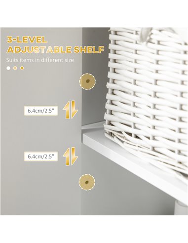 Kleankin Narrow Bathroom Storage Cabinet with Adjustable Shelf Steel Base, White