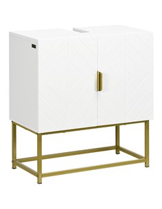 Kleankin Bathroom Mirror Under Sink Storage Cabinet Basin with 2 Doors, White