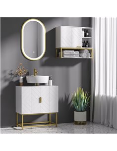 Kleankin Bathroom Mirror Under Sink Storage Cabinet Basin with 2 Doors, White 2