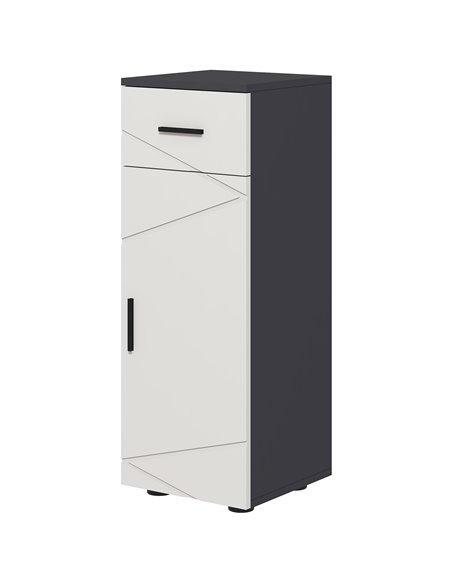 Kleankin Slim Bathroom Storage Cabinet with Drawer, Door Cupboard, Adjustable Shelf and Soft Close Mechanism, Grey - pic 28923 | FastDaddyshop