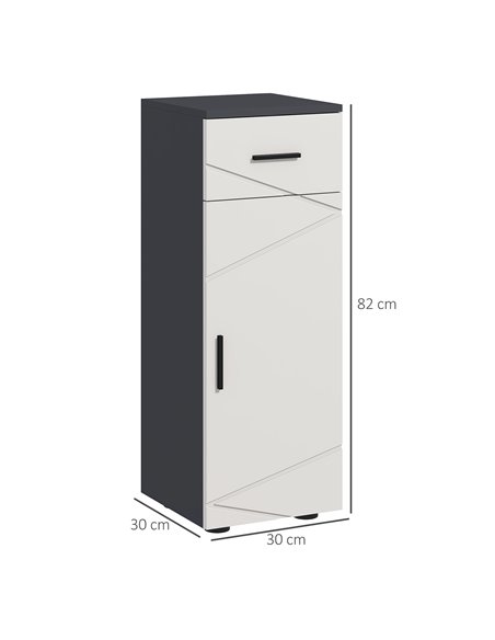 Kleankin Slim Bathroom Storage Cabinet with Drawer, Door Cupboard, Adjustable Shelf and Soft Close Mechanism, Grey - pic 28925 | FastDaddyshop