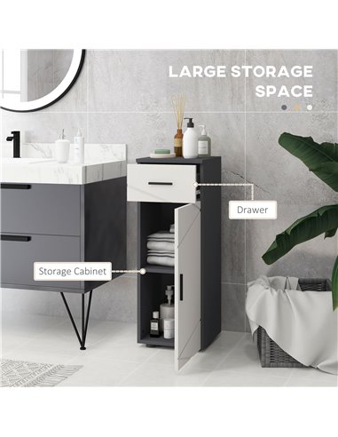Kleankin Slim Bathroom Storage Cabinet with Soft Close Mechanism, Grey 834-617V00LG