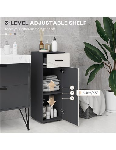 Kleankin Slim Bathroom Storage Cabinet with Soft Close Mechanism, Grey 834-617V00LG