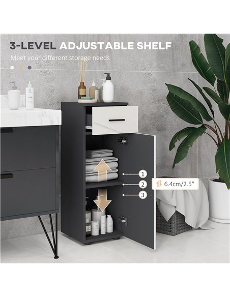 Kleankin Slim Bathroom Storage Cabinet with Soft Close Mechanism, Grey 834-617V00LG - pic 28927 | FastDaddyshop