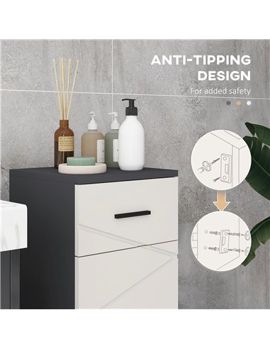 Kleankin Slim Bathroom Storage Cabinet with Drawer, Door Cupboard, Adjustable Shelf and Soft Close Mechanism, Grey