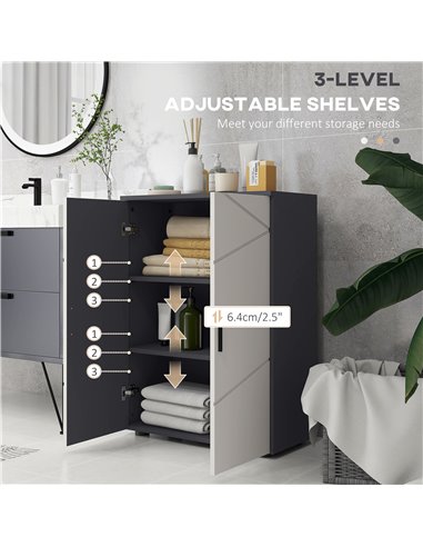 Kleankin Small Bathroom Storage Cabinet with Soft Close Mechanism, Grey 834-620V00LG