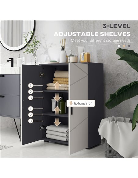 Kleankin Small Bathroom Storage Cabinet with Soft Close Mechanism, Grey 834-620V00LG - pic 28936 | FastDaddyshop