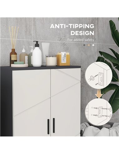 Kleankin Small Bathroom Storage Cabinet with 2-Doors Cupboard, Soft Close Mechanism, Grey