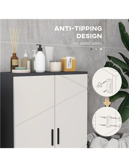 Kleankin Small Bathroom Storage Cabinet with 2-Doors Cupboard, Soft Close Mechanism, Grey - pic 28937 | FastDaddyshop