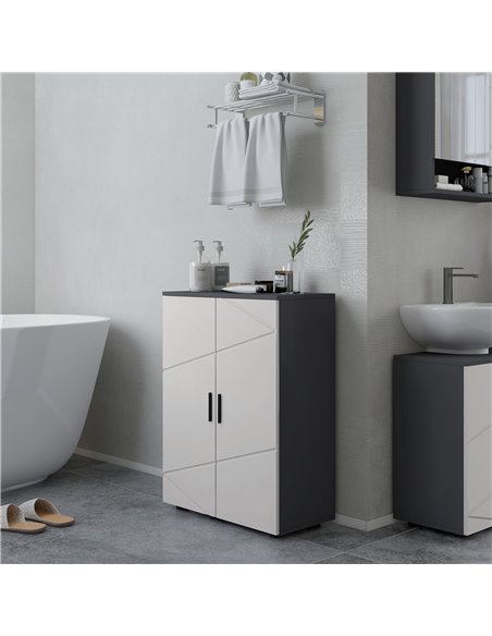 Kleankin Small Bathroom Storage Cabinet with 2-Doors Cupboard, Soft Close Mechanism, Grey - pic 28938 | FastDaddyshop