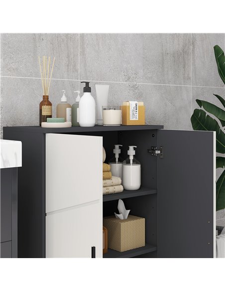 Kleankin Small Bathroom Storage Cabinet with 2-Doors Cupboard, Soft Close Mechanism, Grey - pic 28939 | FastDaddyshop