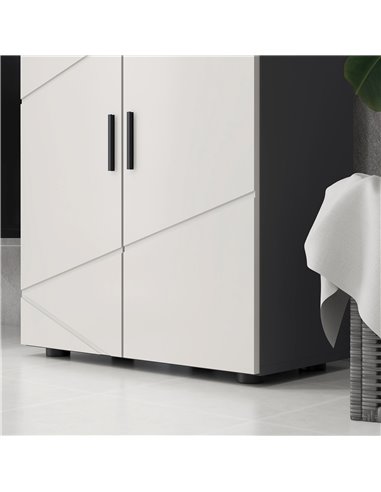 Kleankin Small Bathroom Storage Cabinet with 2-Doors Cupboard, Soft Close Mechanism, Grey