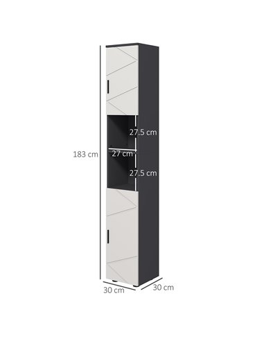Kleankin Narrow Bathroom Storage Cabinet with 2 Doors Cabinets, Adjustable Shelves, Grey