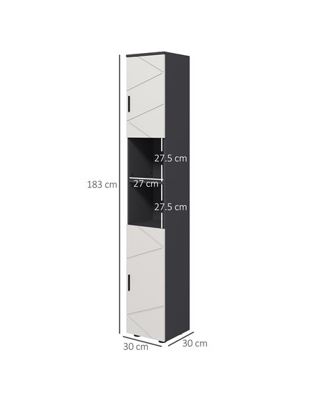 Kleankin Narrow Bathroom Storage Cabinet with 2 Doors Cabinets, Adjustable Shelves, Grey - pic 28943 | FastDaddyshop