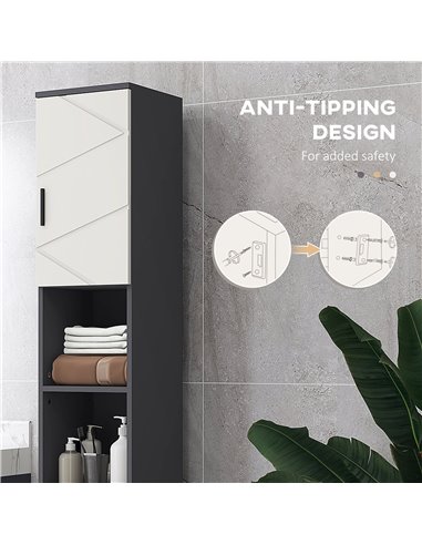 Kleankin Narrow Bathroom Storage Cabinet with 2 Doors Cabinets, Adjustable Shelves, Grey