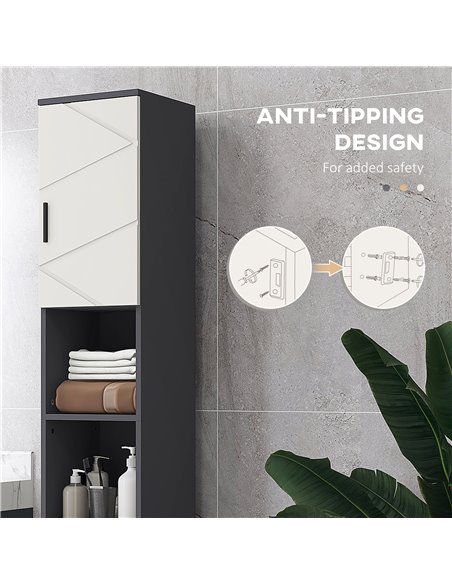 Kleankin Narrow Bathroom Storage Cabinet with 2 Doors Cabinets, Adjustable Shelves, Grey - pic 28946 | FastDaddyshop