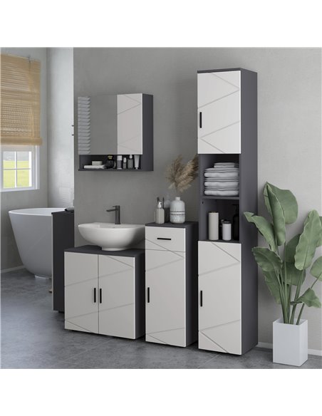 Kleankin Narrow Bathroom Storage Cabinet with 2 Doors Cabinets, Adjustable Shelves, Grey - pic 28947 | FastDaddyshop