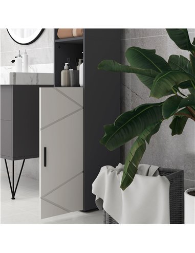 Kleankin Narrow Bathroom Storage Cabinet with 2 Doors Cabinets, Adjustable Shelves, Grey