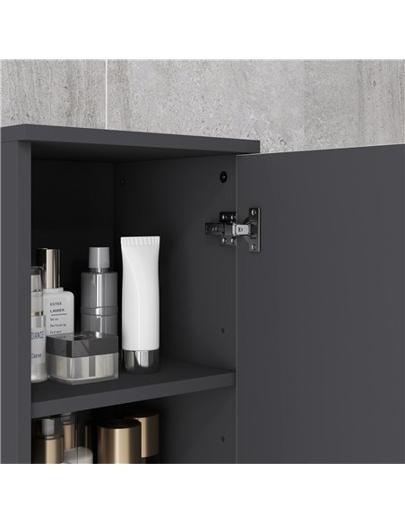 Kleankin Narrow Bathroom Storage Cabinet with 2 Doors Cabinets, Adjustable Shelves, Grey - pic 28949 | FastDaddyshop