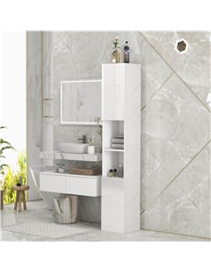 Kleankin High Gloss Bathroom Storage Cabinet with Doors and Adjustable Shelves, White 2