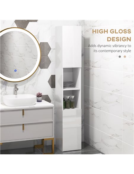 Kleankin High Gloss Bathroom Storage Cabinet, White 834-638V00WT - pic 28953 | FastDaddyshop