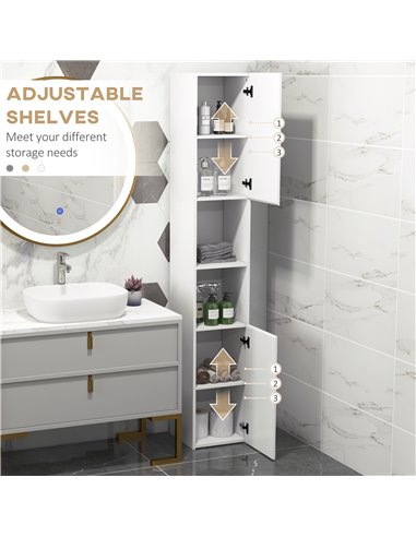 Kleankin High Gloss Bathroom Storage Cabinet, White 834-638V00WT