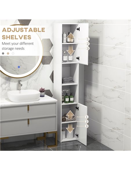 Kleankin High Gloss Bathroom Storage Cabinet, White 834-638V00WT - pic 28954 | FastDaddyshop