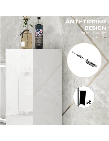 Kleankin High Gloss Bathroom Storage Cabinet with Doors and Adjustable Shelves, White