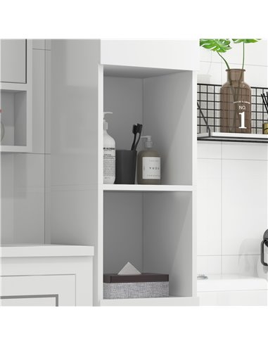 Kleankin High Gloss Bathroom Storage Cabinet with Doors and Adjustable Shelves, White