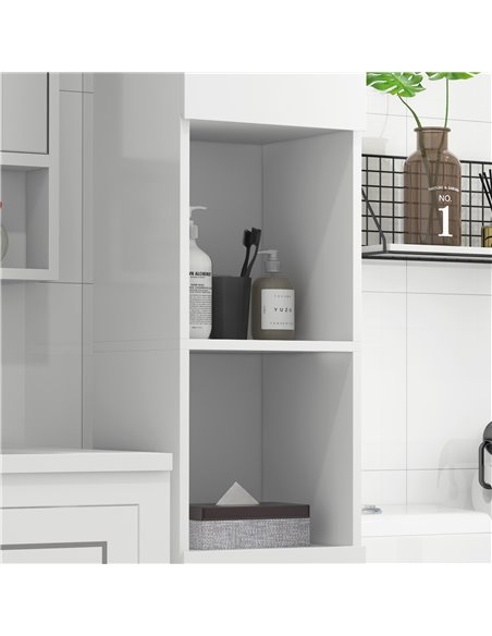 Kleankin High Gloss Bathroom Storage Cabinet with Doors and Adjustable Shelves, White - pic 28956 | FastDaddyshop
