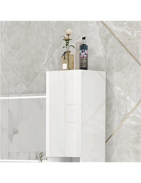 Kleankin High Gloss Bathroom Storage Cabinet with Doors and Adjustable Shelves, White - pic 28957 | FastDaddyshop