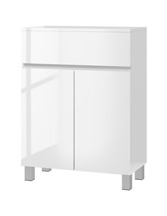 Kleankin High Gloss Bathroom Storage Cabinet with Doors and Adjustable Shelf, White